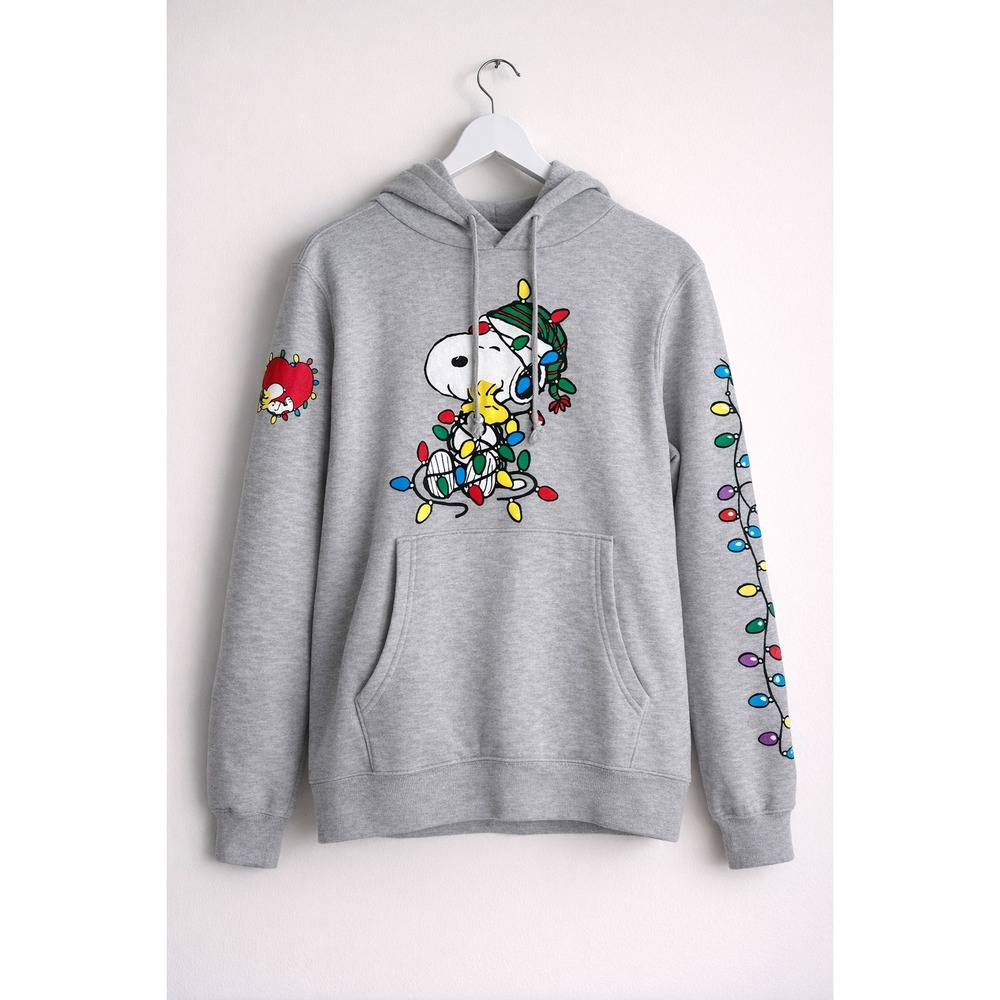 Peanuts Snoopy & Woodstock Oversized Fleece Hoodie Woman's Sweatshirt SM